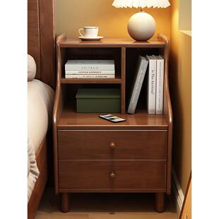 实木床头柜简单现代卧室储物柜北欧家庭小公寓床头柜多功能储物柜