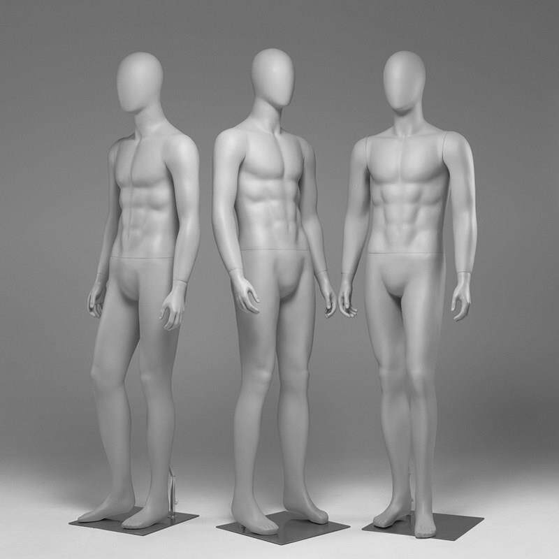 浅灰色男模特道具全身高档男装服装店橱窗展示架假人仿真拍照模特