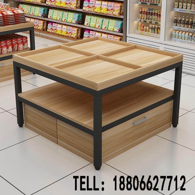 母婴店展示柜水果促销台化妆品展示台实木收纳超市堆头中岛柜货架