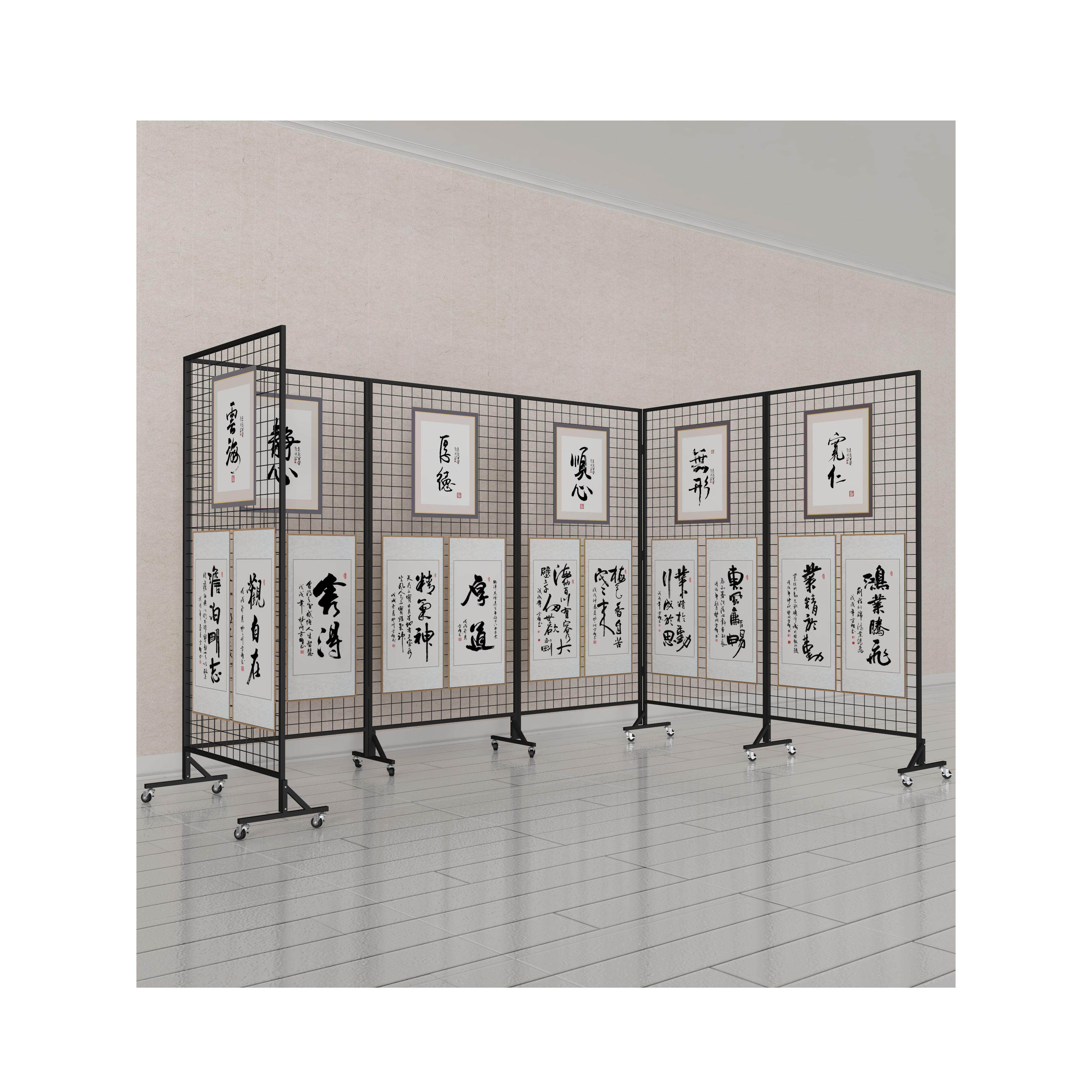 折叠格栅展示架幼儿园学校作品绘画展览艺术加厚铁艺户外落地式多