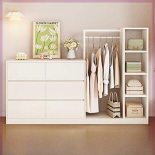 穿衣镜衣帽架斗柜一体实木斗柜卧室储物柜床尾六斗柜衣帽架一体抽