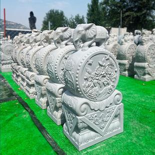 石雕狮子门墩石鼓一对汉白玉家用摆件抱鼓石门鼓门当青石招财貔貅