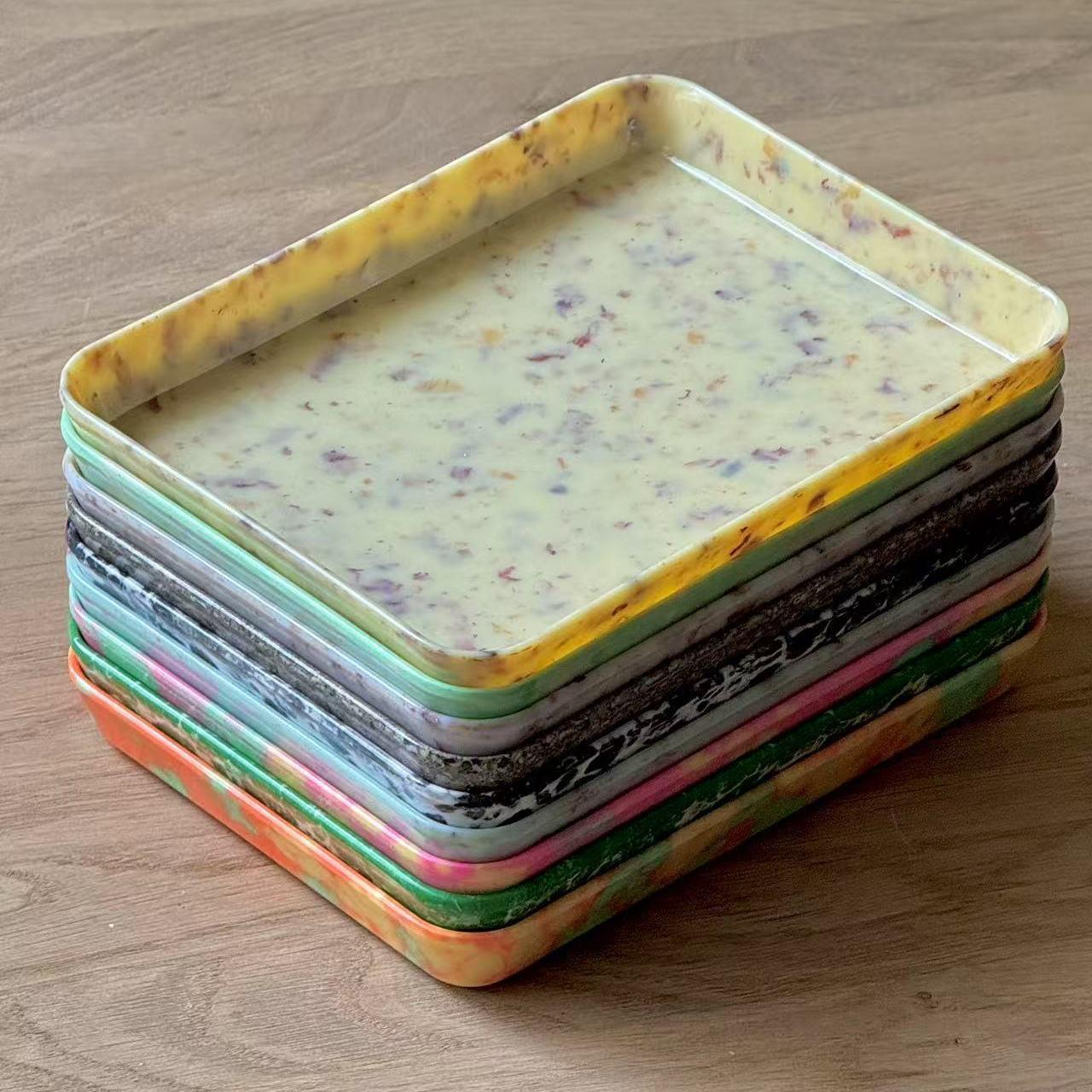 韩国正品MILK JADE奶玻璃质感密胺托 托盘置物架收纳餐盘耐摔ins