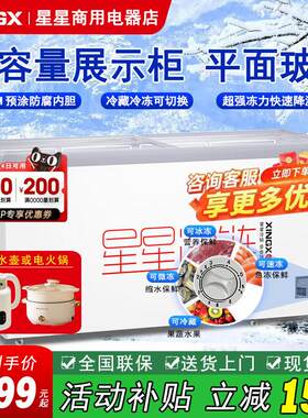 星星冰柜展示柜商用卧式大容量冷藏冷冻转换 雪糕饮料柜深底岛柜
