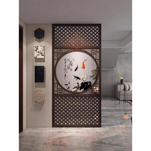 新中式屏风隔断客厅门厅阻隔简约现代双面绣苏绣实木格栅