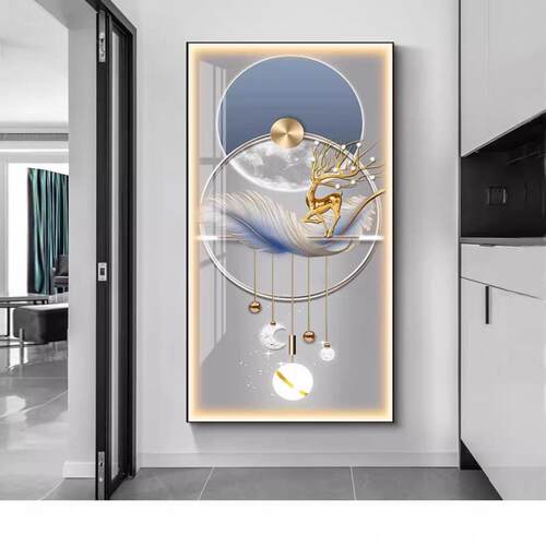 入户灯光玄关装饰画轻奢现代玄幻走廊过道挂画竖版一进门的墙壁画