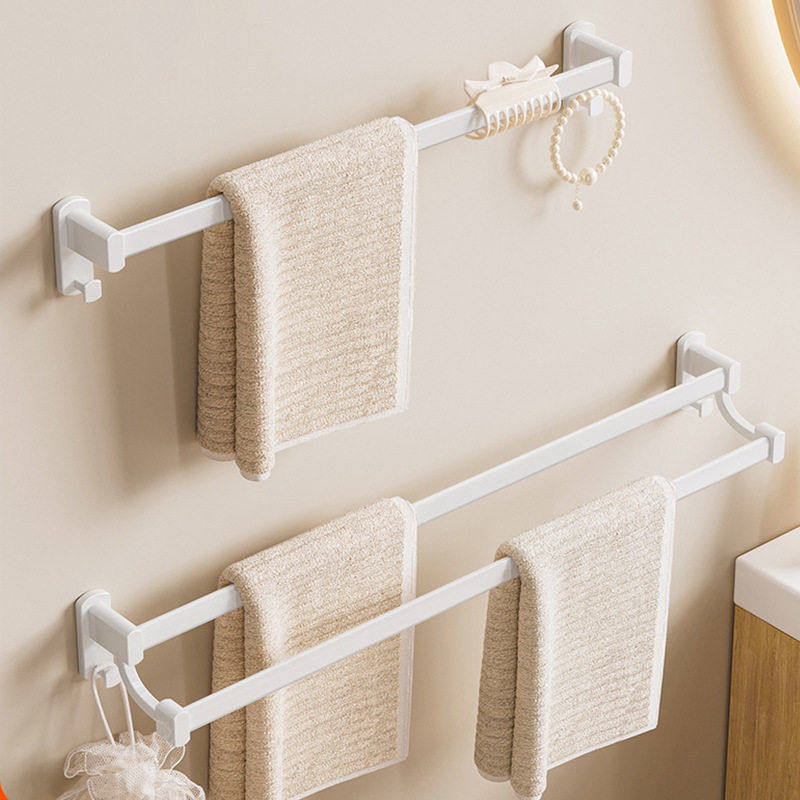 毛巾杆奶白浴室免打孔双杆防潮壁挂式洗手间浴巾挂杆双层毛巾架,家装主材,毛巾环,淘宝优惠券,粉丝福利购,淘宝优惠卷