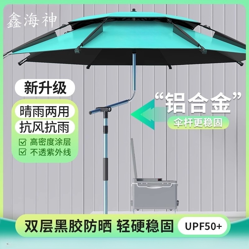 鑫海神2025新款加厚黑胶钓鱼伞