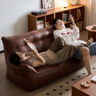 小四懒人沙发榻榻米双人沙发客厅卧室阳台北欧覆古布艺三人沙发