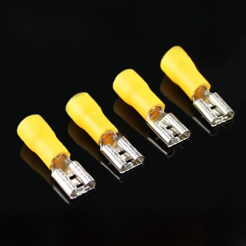 Fdd5.5-250冷压母头预绝缘端子座6.3弹簧线耳线鼻黄铜500件