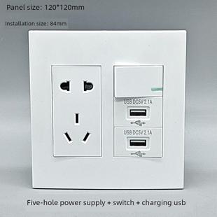 120型六位置开关,带五孔电源,带USB充电对接插座,两插或三插一