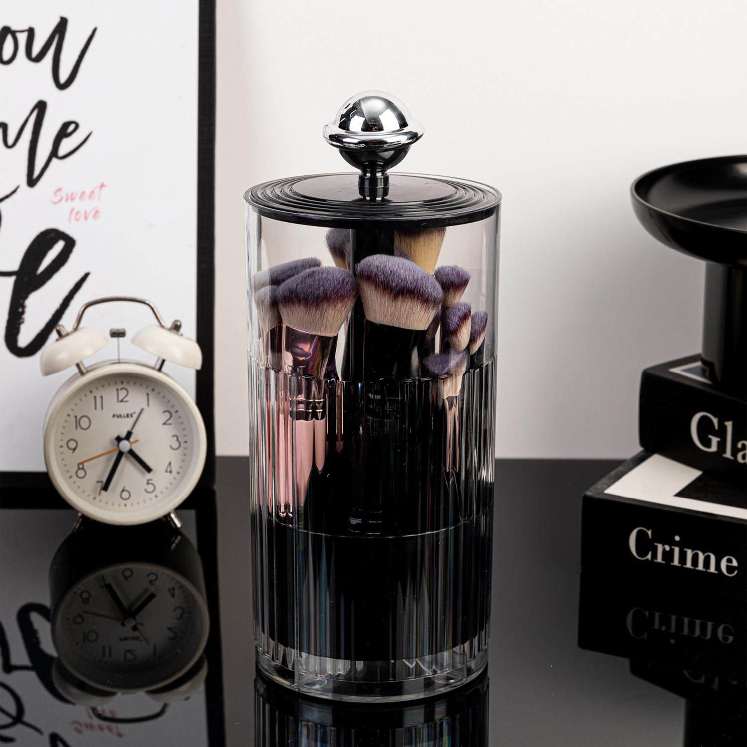 高颜值化妆刷筒按压式自动升降美妆刷收纳盒化妆台桌面眉笔刷子桶,收纳整理,化妆刷收纳盒/桶,淘宝优惠券,粉丝福利购,淘宝优惠卷