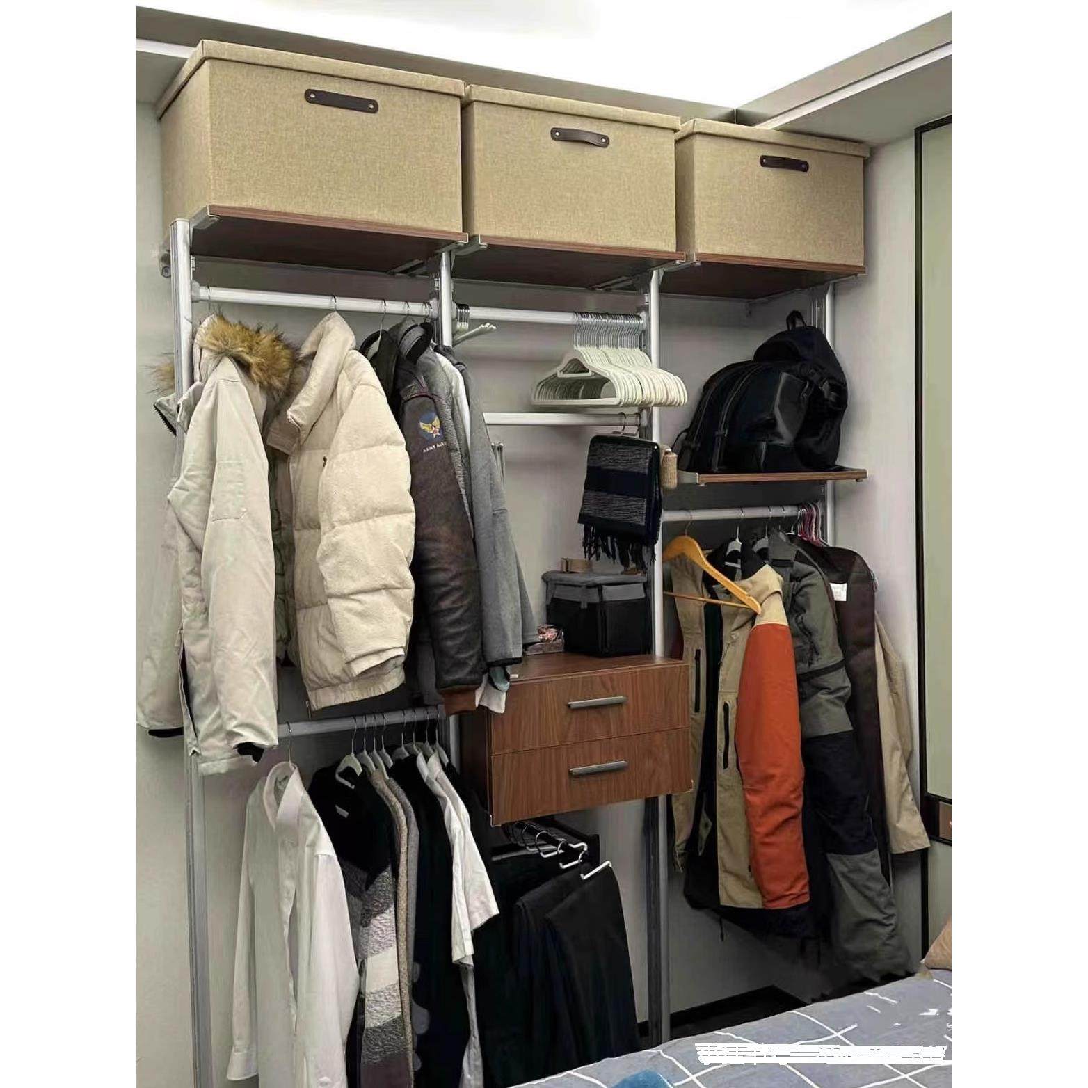 朗依泰现代环保定制DIY多功能立柱式金属衣柜衣帽间步入式开放式,全屋定制,定制走入式衣柜,淘宝优惠券,粉丝福利购,淘宝优惠卷