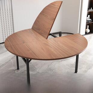 四分折叠圆桌家用10人实木圆桌面板带转盘圆形桌子简易餐厅圆台面