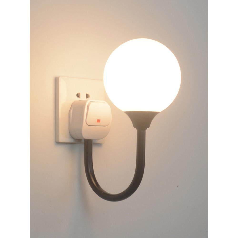 免安装免打孔直插式LED床头灯卧室插座式壁灯插电款插头灯带开关