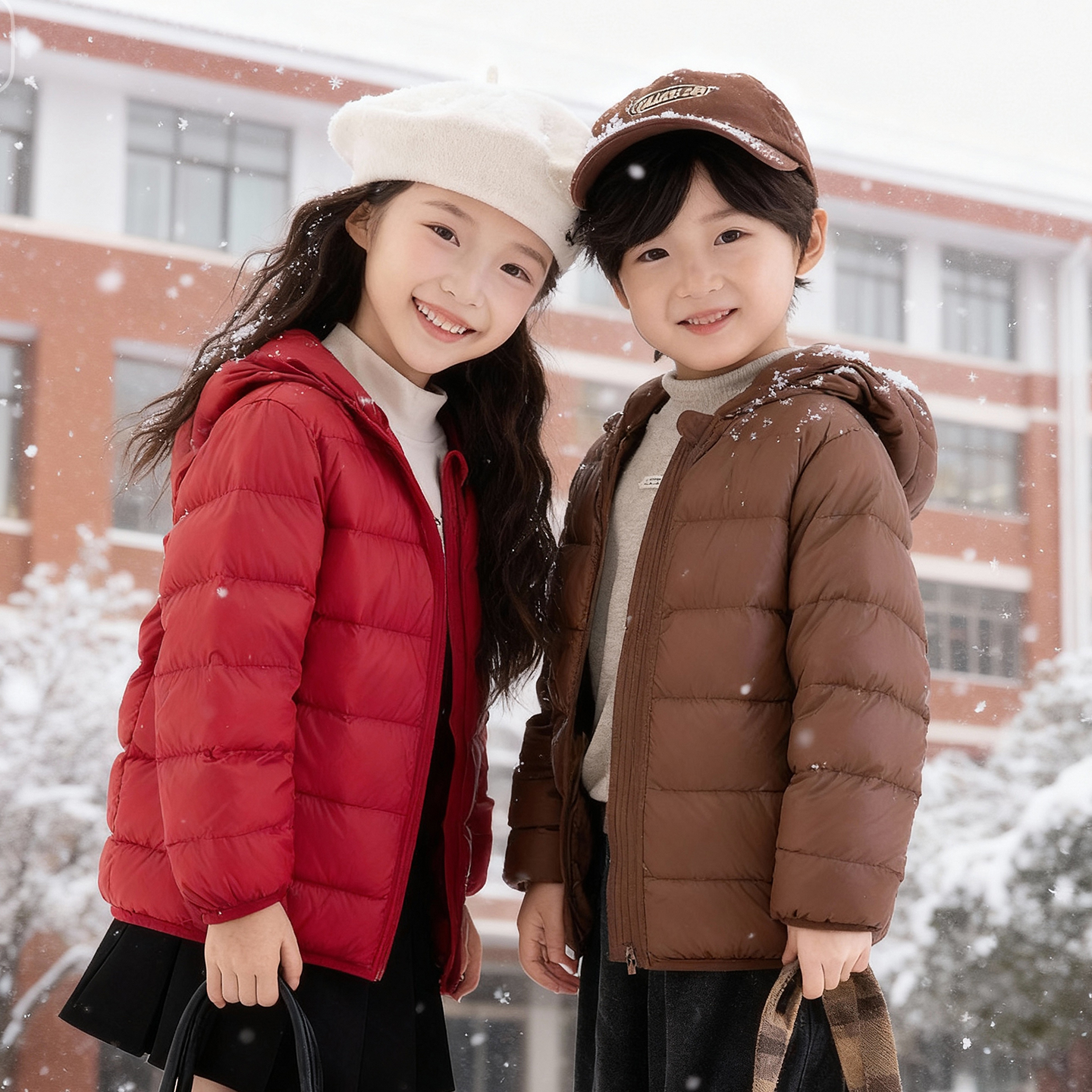 女童羽绒服2025冬季新款轻薄款羽绒服校服神器白鸭绒保暖