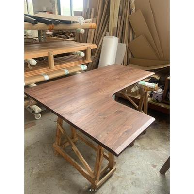 实木转角桌板L型桌面板实木板拐角书桌升降电脑桌黑胡桃木板定制