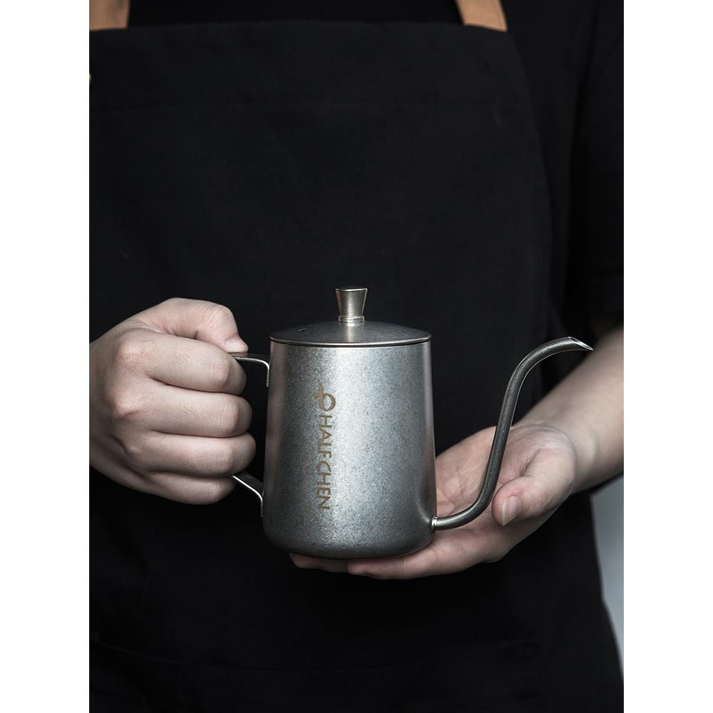 304雪花银做旧手冲咖啡壶不锈钢日式细口长嘴挂耳咖啡注水壶家用