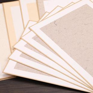 加厚卡纸古法画片熟宣纸镜片A4工笔画国画半生半熟仿古色包边软卡