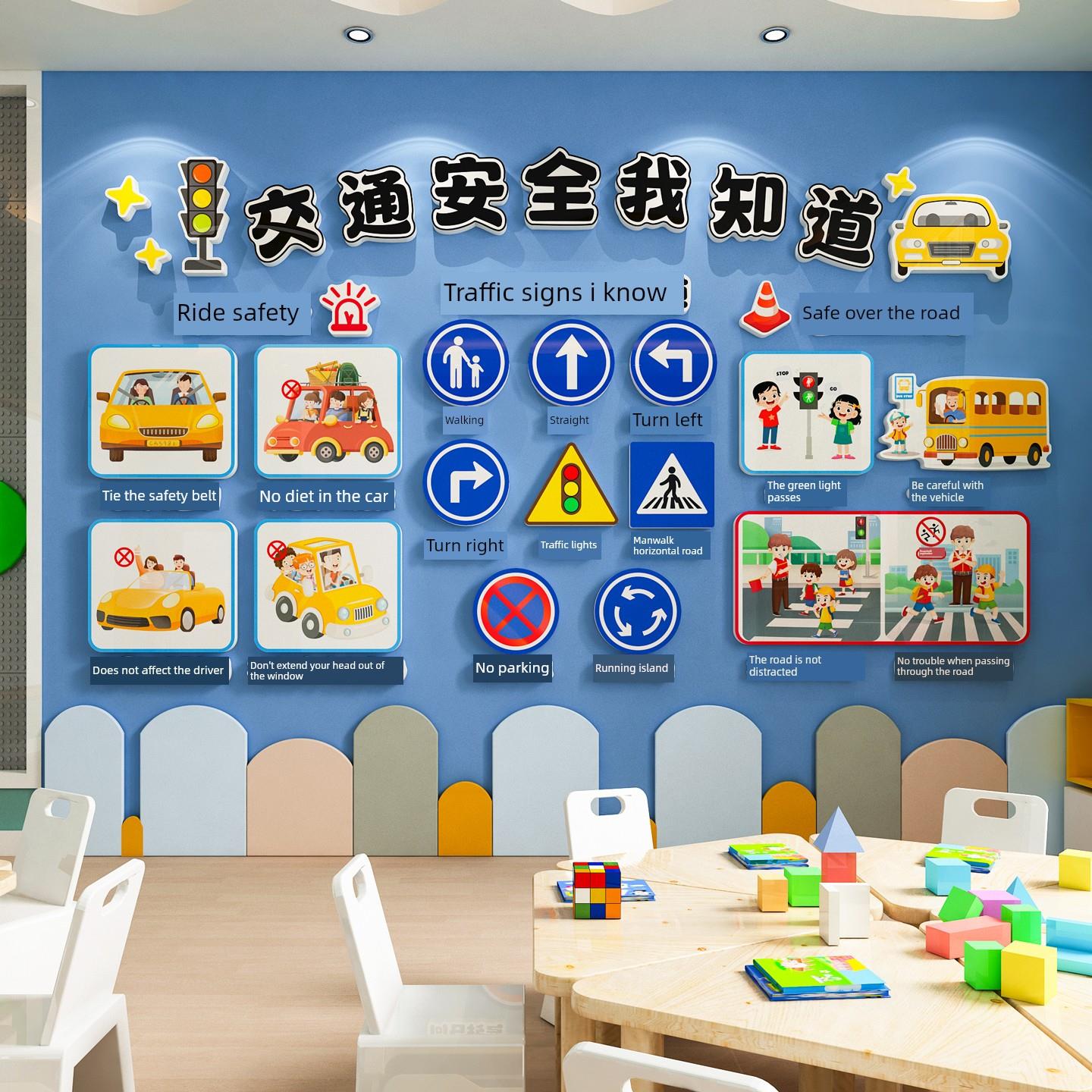 交通安全教育宣传文化墙贴学校楼梯走廊布置幼儿园环创主题墙成品