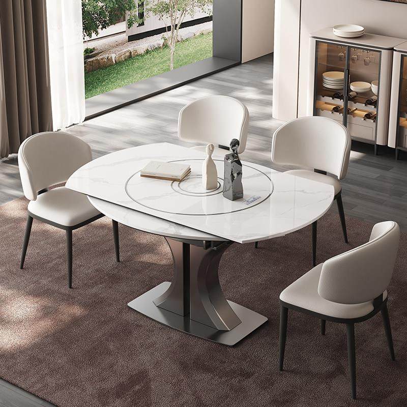 意大利极简主义板岩可伸缩餐桌，内置多功能电磁炉，高端现代灰色,住宅家具,岩板餐桌,淘宝优惠券,粉丝福利购,淘宝优惠卷