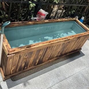 乌龟缸金鱼池饲养周转箱过滤箱物流框胶框PP水箱外包实木框定制