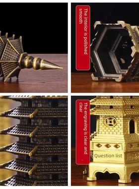 纯黄铜文昌大厦饰品13楼9楼13楼书桌书桌工艺品中国覆古珍品