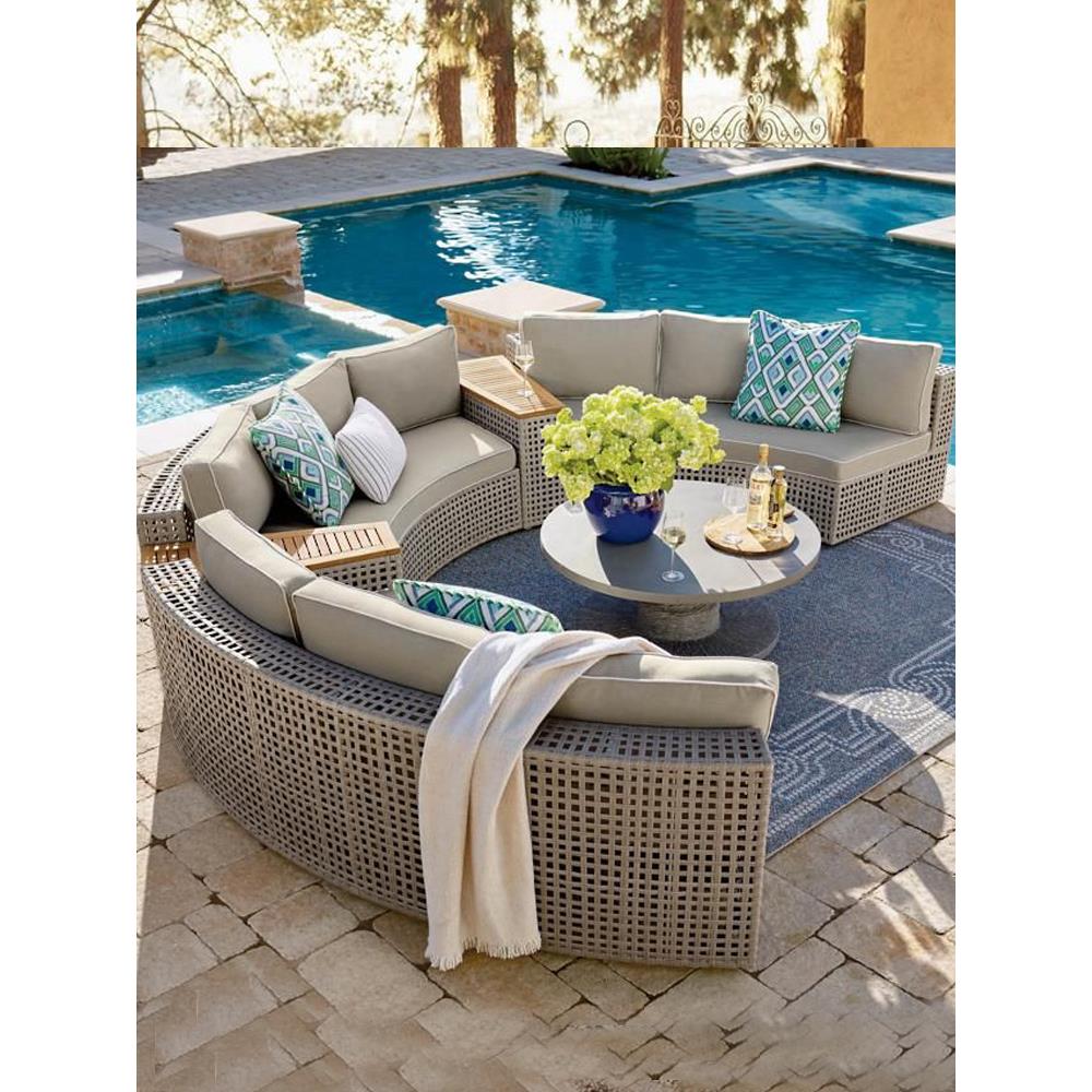 藤编沙发组合庭院花园室外休闲别墅半圆弧形藤椅民宿露台户外家具