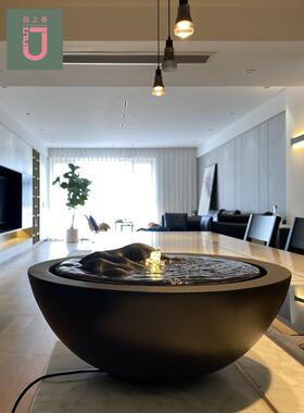 流水喷泉水景摆件轻奢会所庭院简约水循环户外装饰假山造景聚宝盆