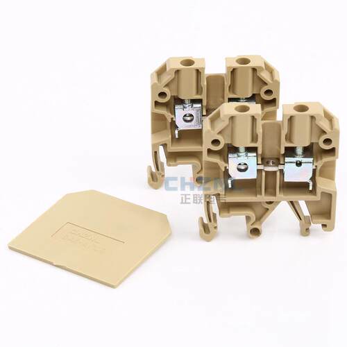 SSAK4ENAK 4E/N接线端子排轨铜件导式螺丝型端子 4mmB JX-435黄灰