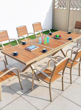 户外桌23625-1椅露北欧庭院天室外别墅园木塑阳台休花闲餐厅茶室