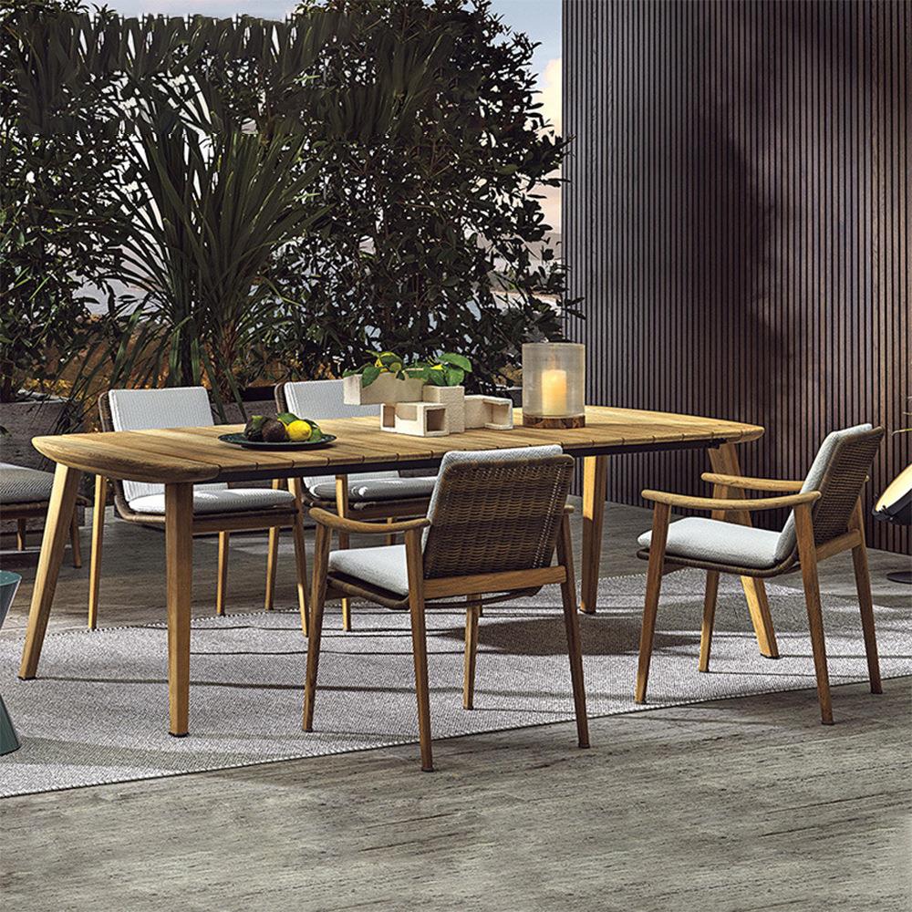 设咨询客服柚计户外桌椅庭木别墅露台休闲防腐木餐桌藤椅室外院师