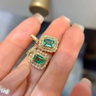 [中国地质大学]天然哥伦比亚祖母绿吊坠锁骨链送女友礼物一物一证