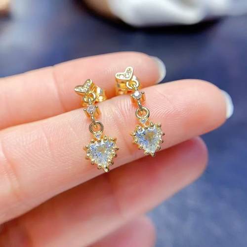 天然海宝蓝耳钉耳坠日常百搭气质