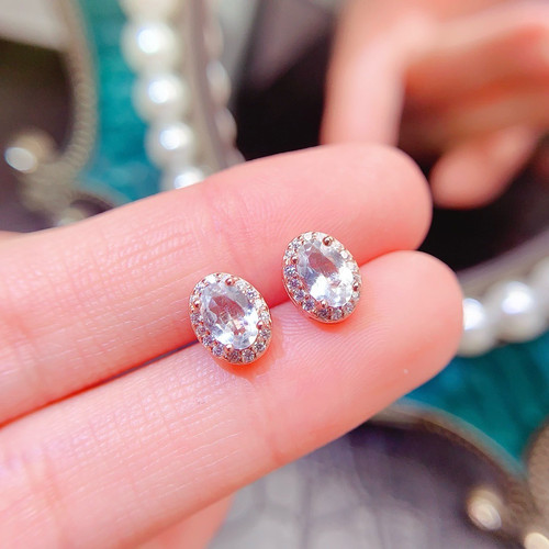 海蓝宝耳钉时尚个性简约百搭礼物