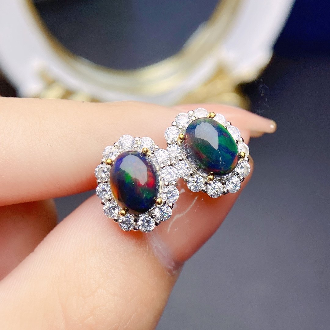 【地大珠宝】天然澳宝欧泊耳钉女925银椭圆形耳饰小众高级感,珠宝/钻石/翡翠,耳饰,淘宝优惠券,粉丝福利购,淘宝优惠卷