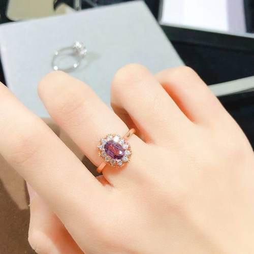 地大珠宝缅甸尖晶石戒指银镀金