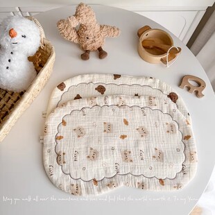 秋冬枕垫纯棉透气吸汗纱布枕新生儿平枕巾宝宝拍嗝防吐婴儿云片枕