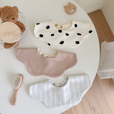 防水超软口水巾棉质a类婴儿男女宝宝口水巾花瓣360度旋转高颜值