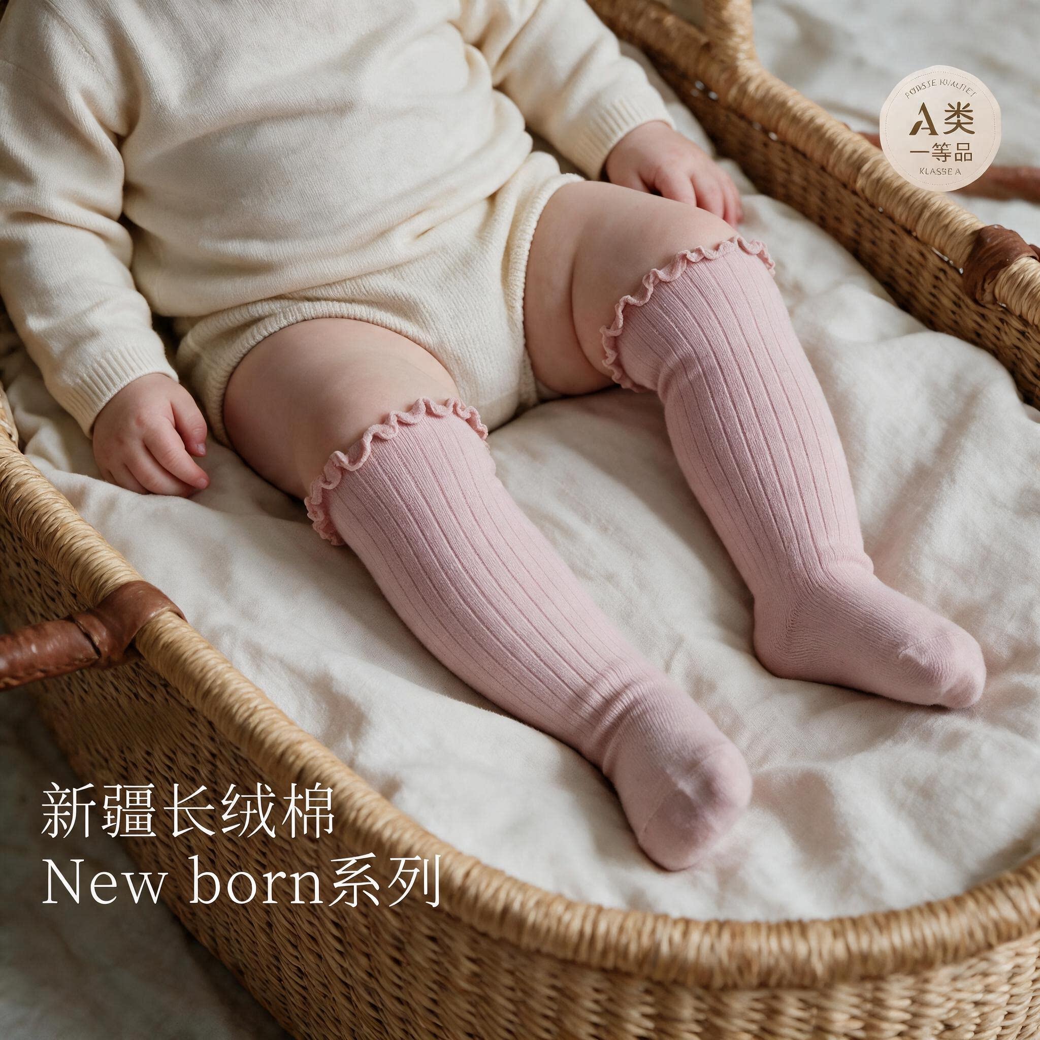 秋冬季精梳棉宝宝过膝高长筒袜子新生婴幼儿童松口不勒无骨袜纯色