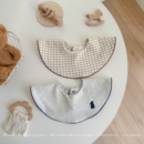 亲瑞秋冬纯棉格子婴儿围嘴围兜宝宝口水巾新生儿双面戴小围嘴围脖