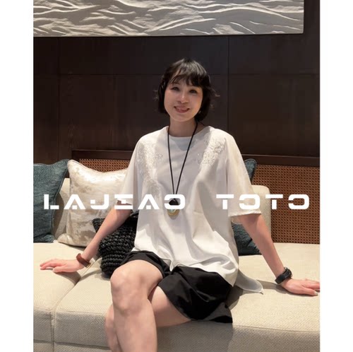 LAJIAO TOTO【夜影星秀】100棉夏百搭女休闲短袖T恤#260226S015
