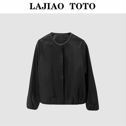 LAJIAO TOTO【春风十里】气质圆领中长时尚休闲真皮衣外套#82206