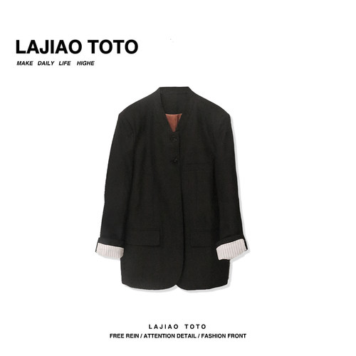 LAJIAO TOTO时尚休闲纯色轻奢中式气质西装外套#W8128