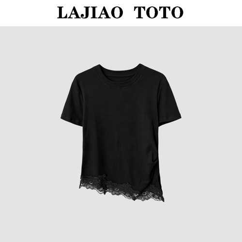 LAJIAO TOTO【暮纱蕾丝】夏季女士休闲蕾丝设计短袖#2602FT8080