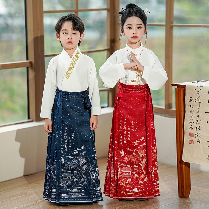 六一儿童演出服中国风男女童国学汉服马面裙套装朗诵合唱古风唐装