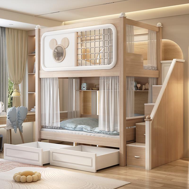 儿童床上下床双层床城堡床互不干扰上下床子母床多功能小户型两层