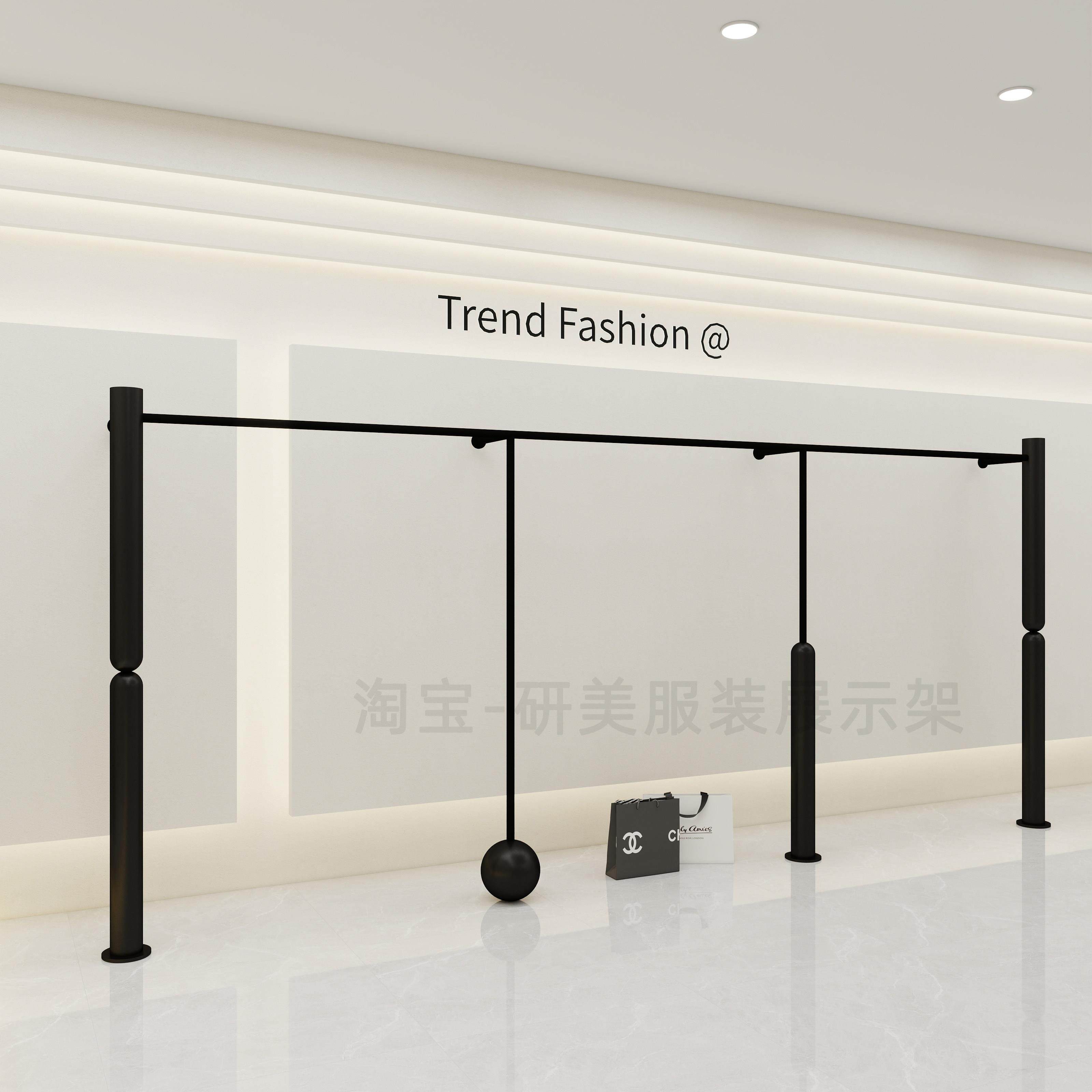 服装店展示架黑色陈列架铁艺烤漆挂衣架上墙壁挂男女装店专用货架
