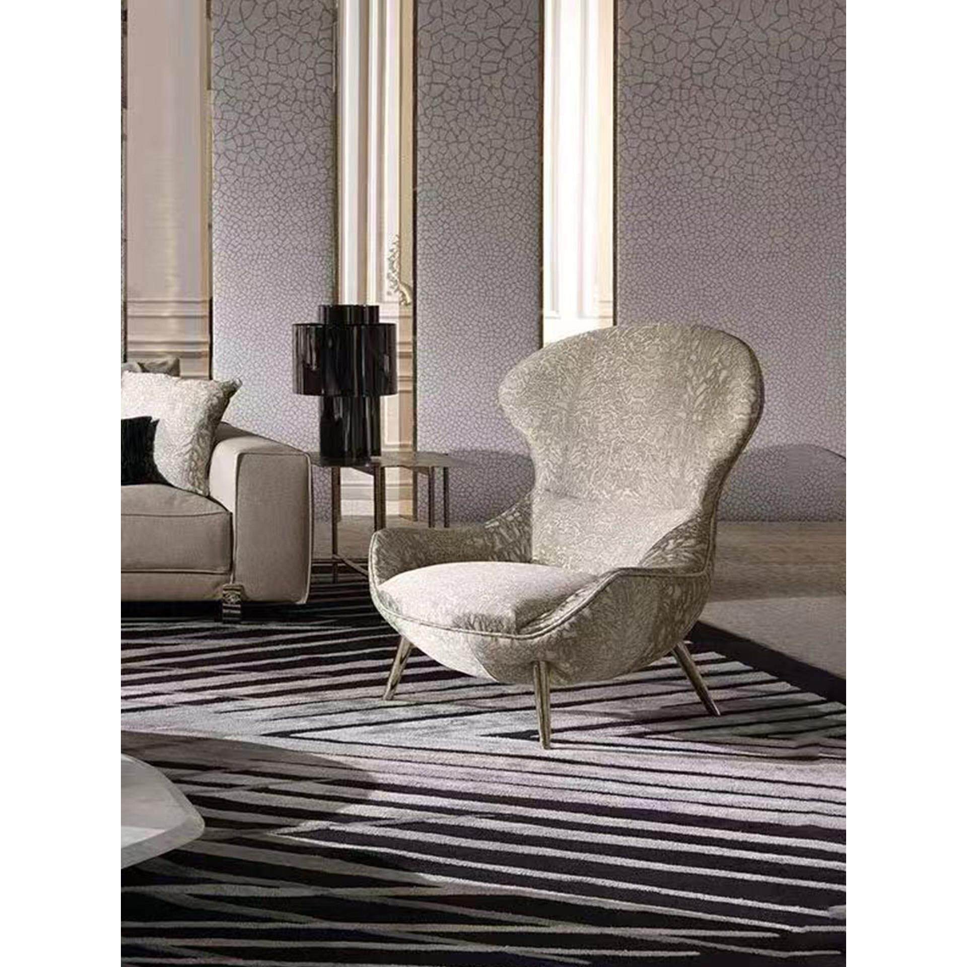 罗伯特轻奢虎纹沙发椅设计师款别墅豪宅高级感个性扶手单人洽谈椅