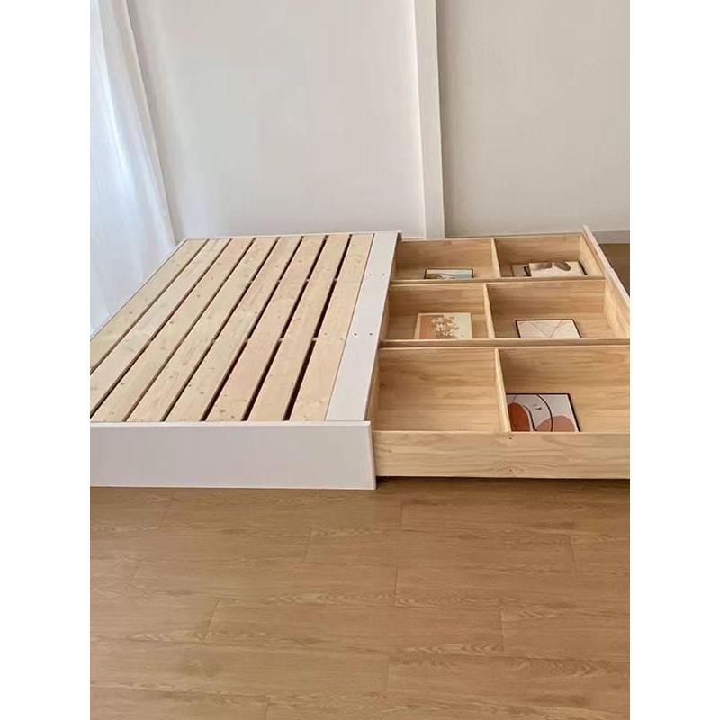 全实木箱体床无床头储物抽屉床小户型榻榻米收纳床落地床可定做